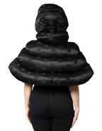 Black Padded Puffer Hooded Full Zip Cropped Jacket