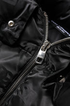 Black Padded Puffer Hooded Full Zip Cropped Jacket
