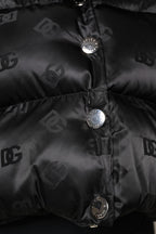Black Padded Puffer Hooded Full Zip Cropped Jacket