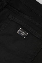 Black Cotton Mid Waisted Skinny Denim Jeans