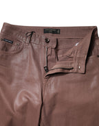 Brown Cotton High Waist Tapered Denim Jeans