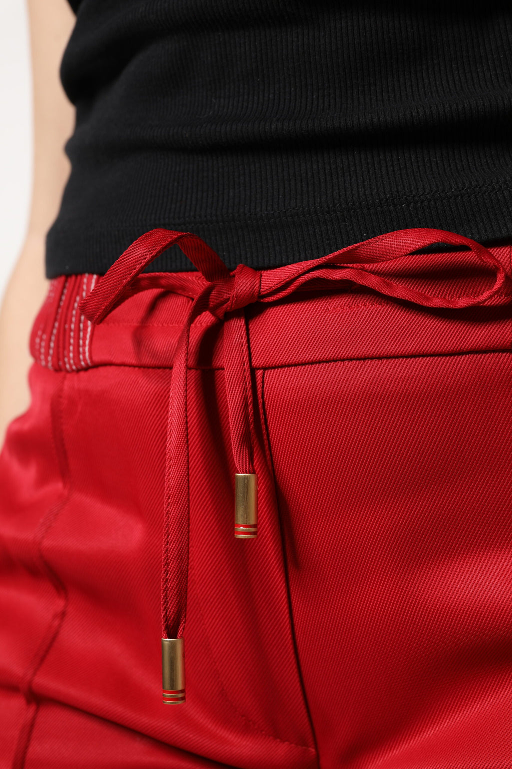 Red Viscose Straight Fit Pants