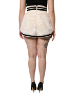 White Faux Fur High Waisted Hot Pants Short