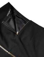 Black Virgin Wool High Waisted Mini Skirt