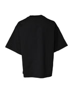 Black Printed Cotton Crew Neck Tee T-shirt