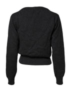 Grey Cashmere Deep V-neck Pullover Sweater