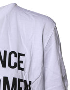 White Cotton Printed Round Neck Top T-shirt