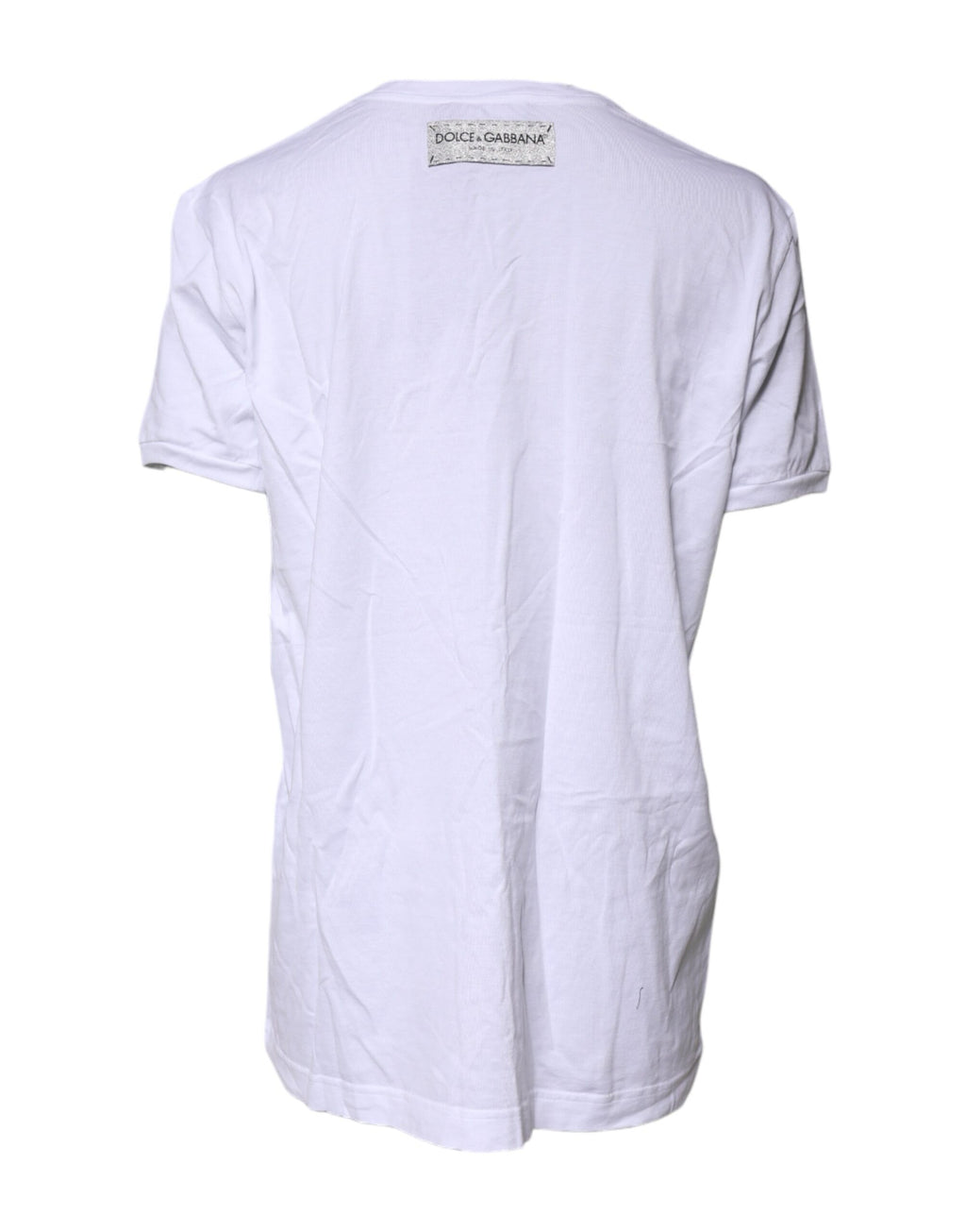 White Cotton Printed Round Neck Top T-shirt