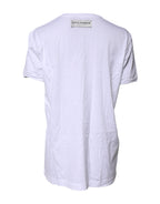 White Cotton Printed Round Neck Top T-shirt