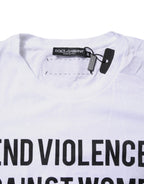 White Cotton Printed Round Neck Top T-shirt