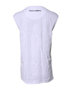 White Cotton Sleeveless Printed Tank T-shirt