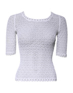 White Viscose Short Sleeve Crochet Top
