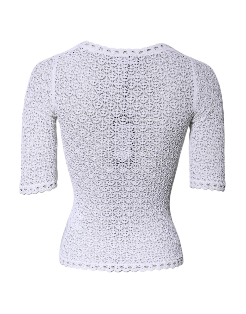 White Viscose Short Sleeve Crochet Top