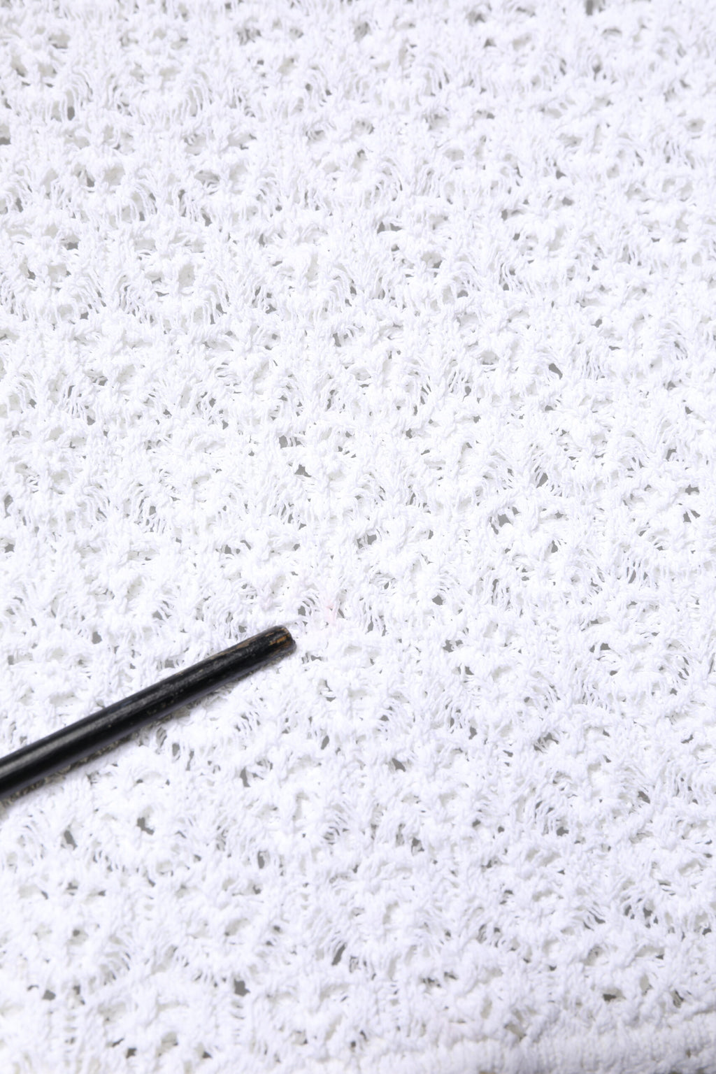 White Viscose Short Sleeve Crochet Top