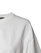 White Cotton Blend 3/4 Sleeves Blouse Top