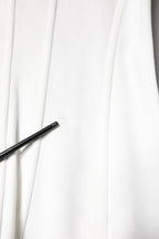 White Cotton Blend 3/4 Sleeves Blouse Top