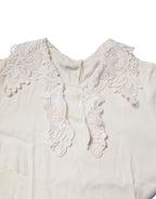 Cream Floral Lace Long Sleeves Blouse Top