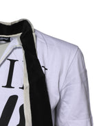 White Cotton Silk Blend Ascot Collar T-shirt