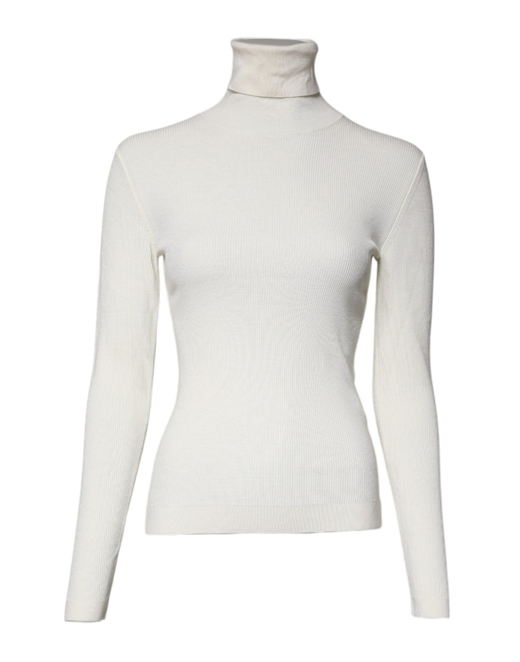 Cream Long Sleeves Turtleneck Slim Sweater