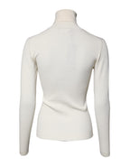 Cream Long Sleeves Turtleneck Slim Sweater