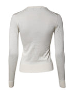 Cream Floral Silk Embellished Cardigan Sweater