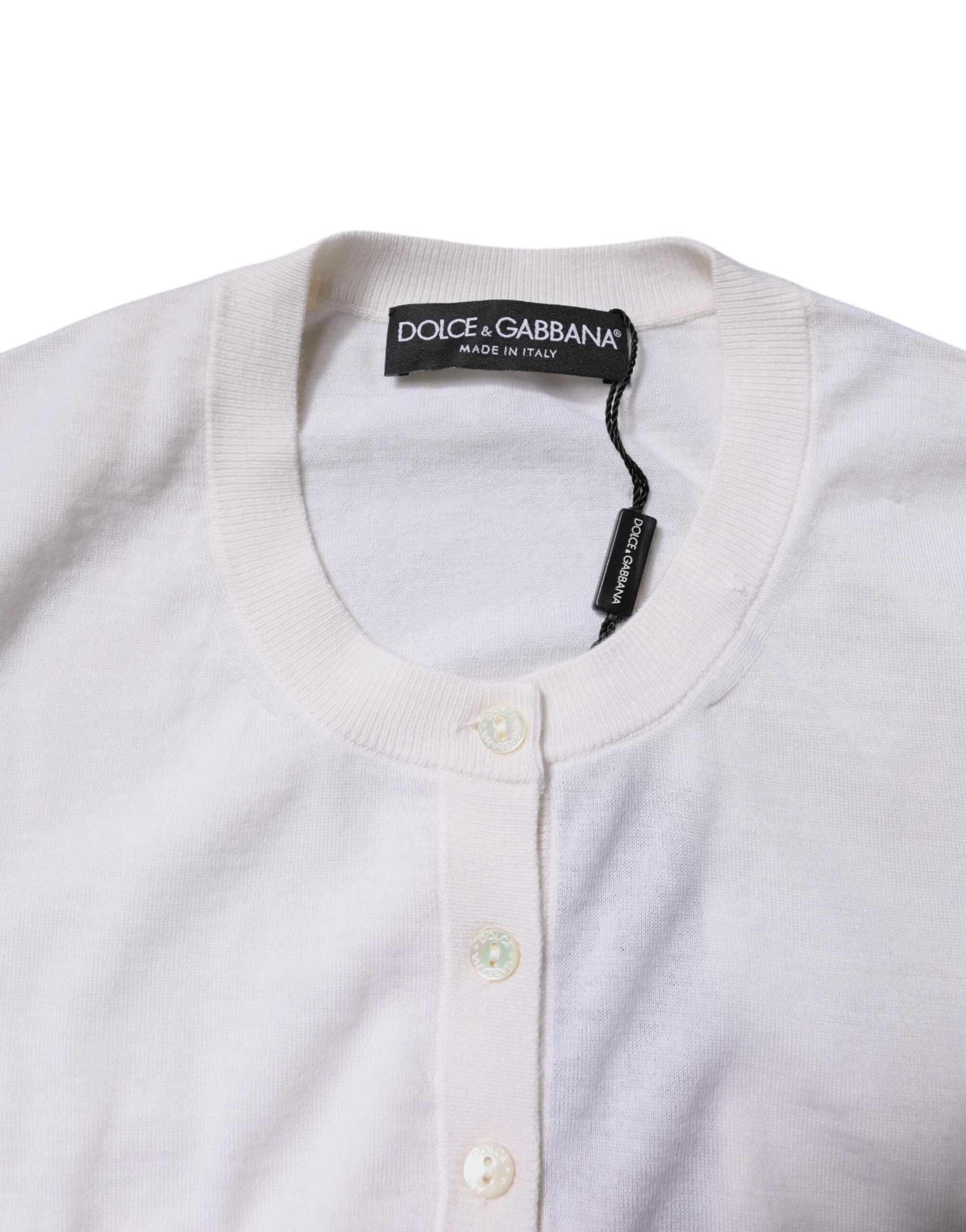 Cream Cashmere Knit Cropped Cardigan Sweater