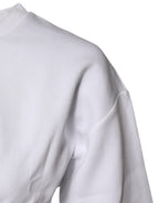 White Cotton Blend 3/4 Sleeves Blouse Top