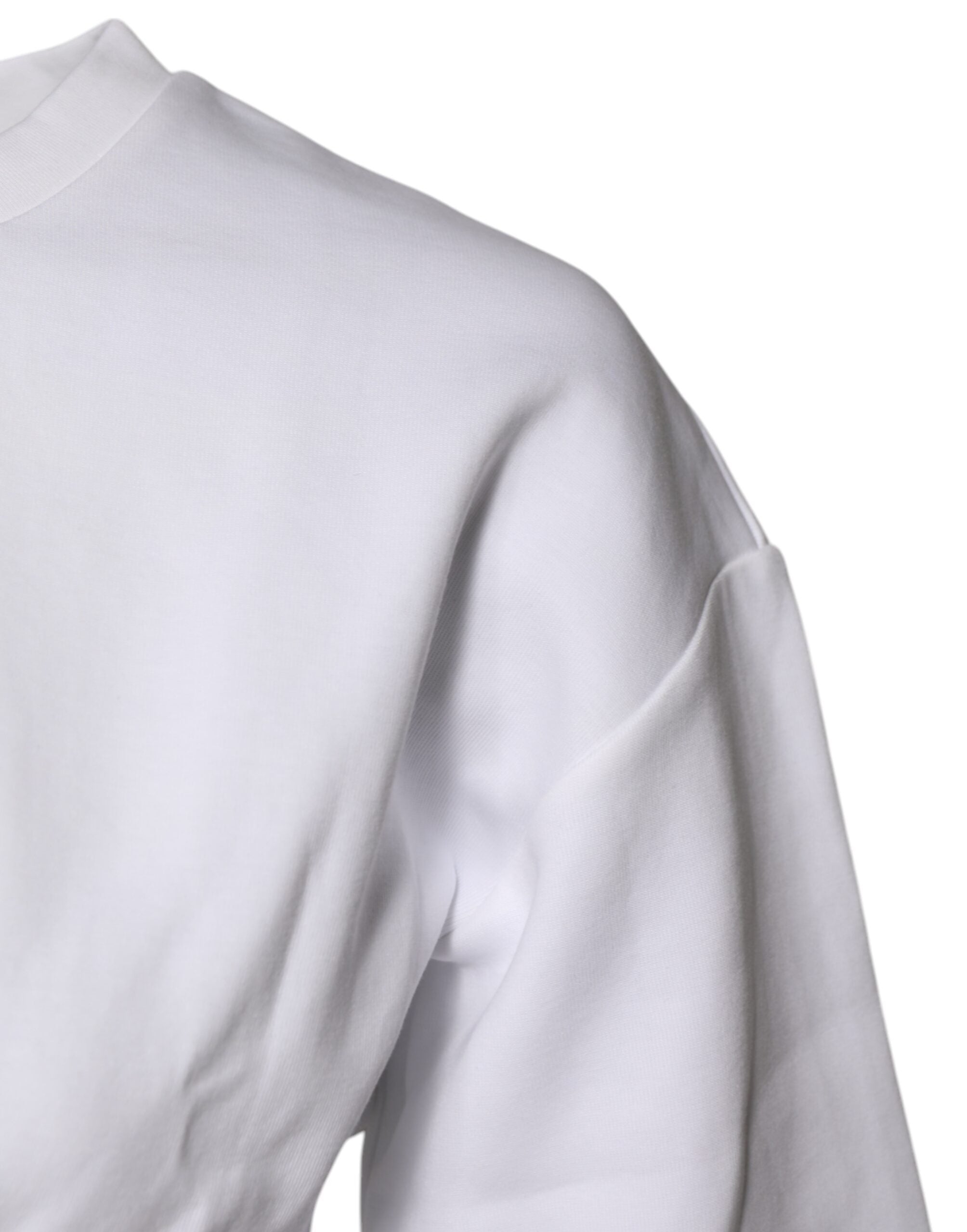 White Cotton Blend 3/4 Sleeves Blouse Top