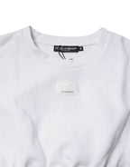 White Cotton Blend 3/4 Sleeves Blouse Top