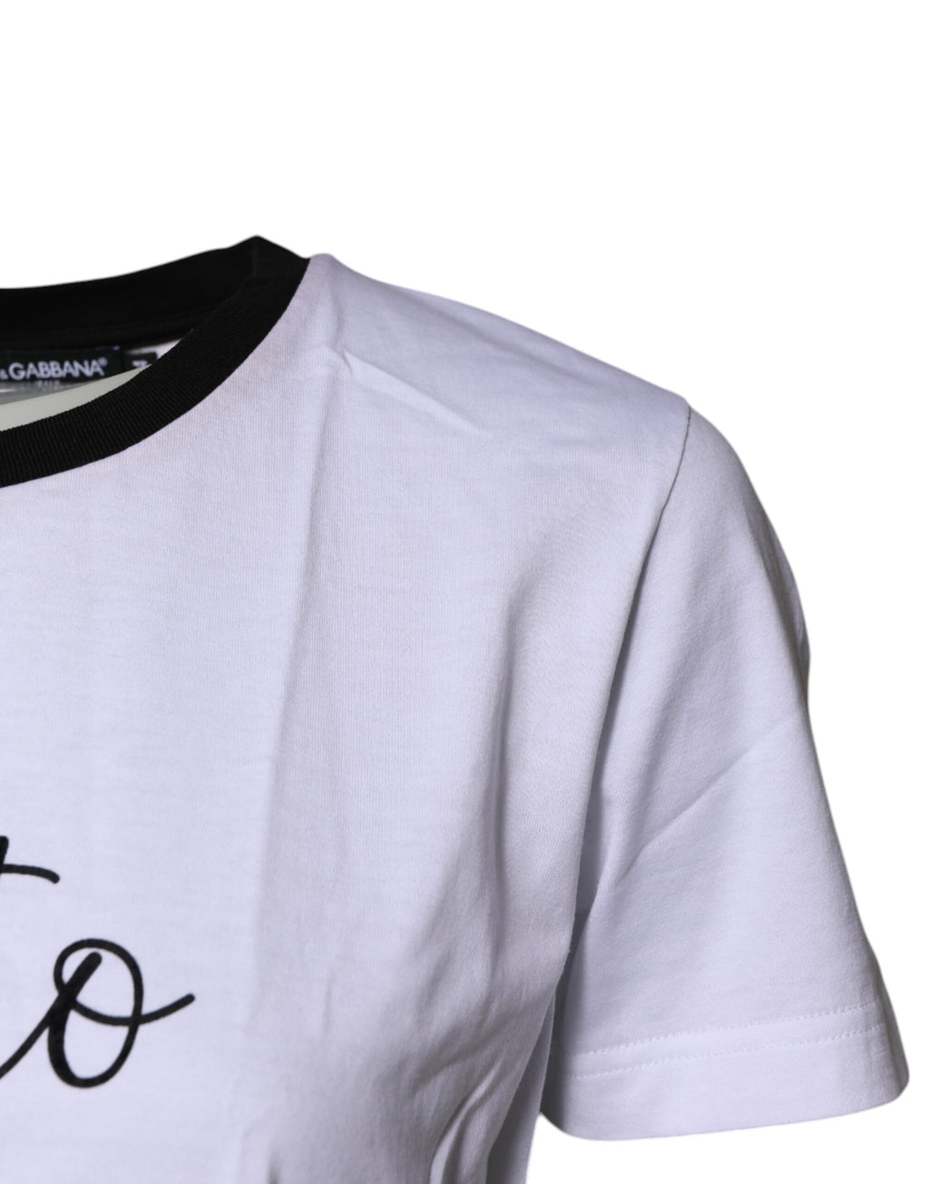 White Printed Round Neck Top Cotton T-shirt