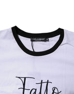 White Printed Round Neck Top Cotton T-shirt