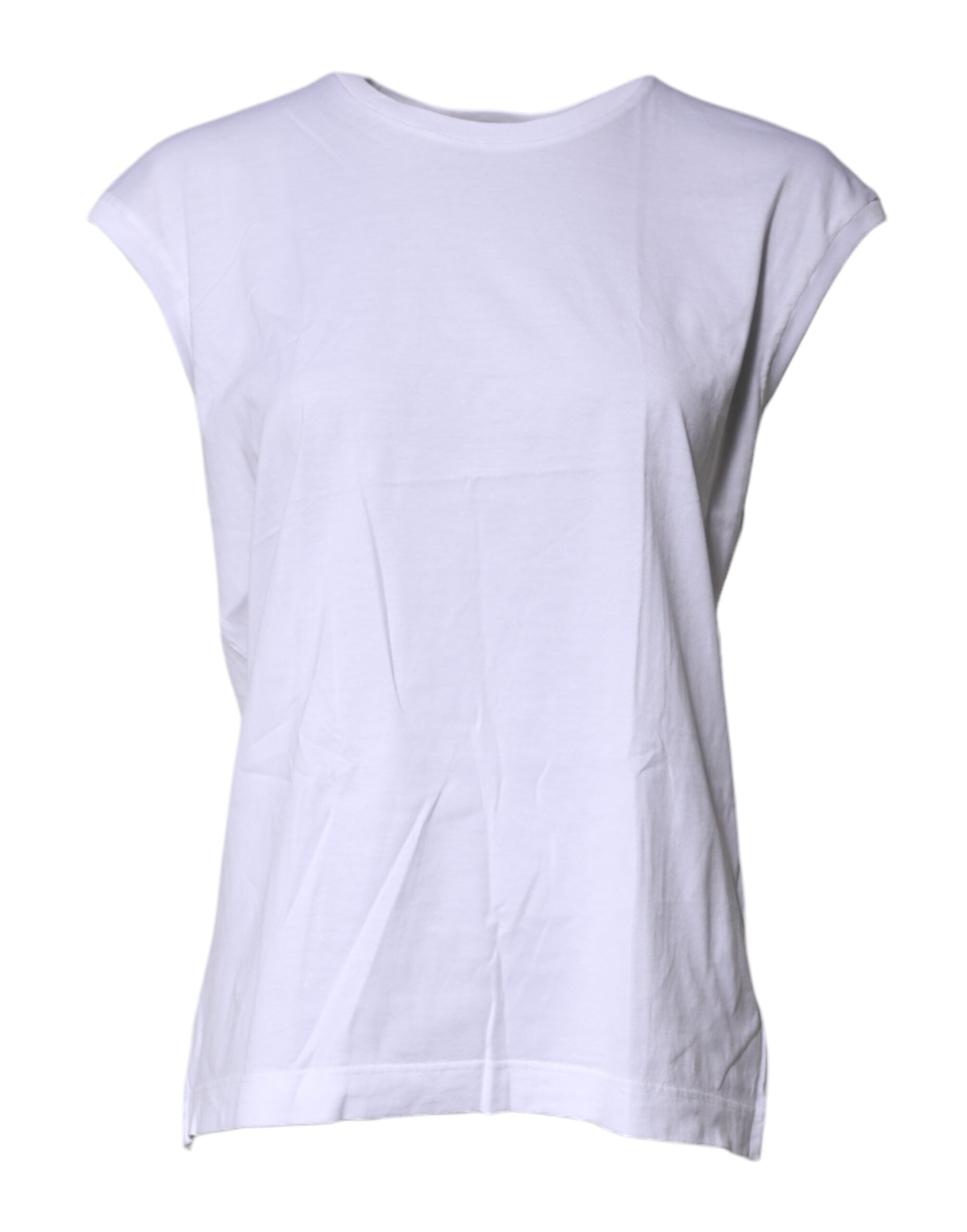 White Cotton Sleeveless Round Neck Tank Top