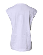 White Cotton Sleeveless Round Neck Tank Top