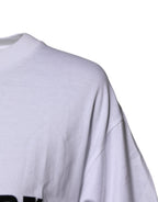 White Printed Round Neck Top Cotton T-shirt