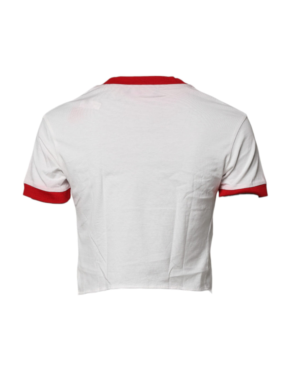 White Printed Round Neck Cropped Top T-shirt