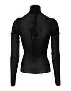 Black Knit Long Sleeves Turtleneck Slim Top