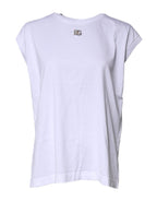 White Cotton Sleeveless Round Neck Tank Top
