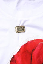 White Floral Print Cotton Crew Neck T-shirt