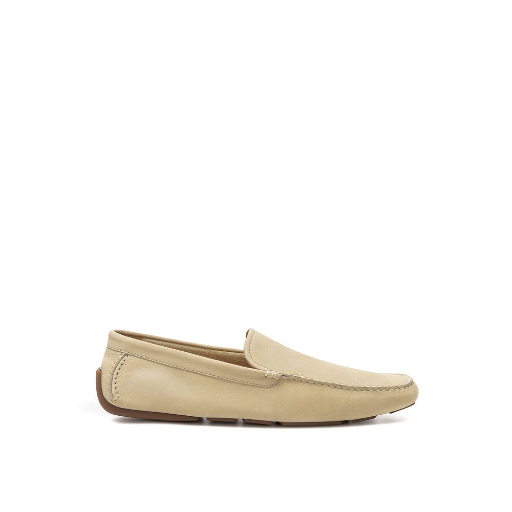 Beige Leather Moccassin
