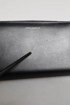 Black Blue Exotic Leather Embossed Continental Wallet