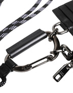 Black Leather Lanyard Zip Around Card Holder Wallet