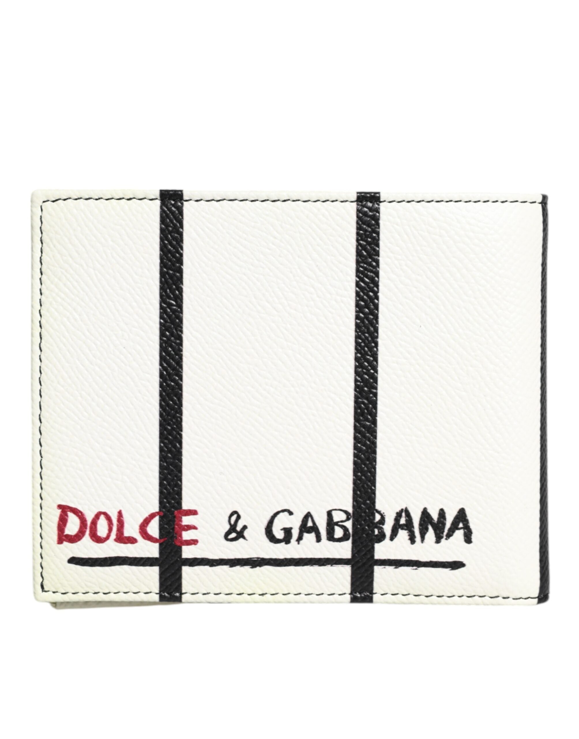 White Leather DG Crown Royals Bifold Card Holder Wallet