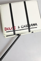 White Leather DG Crown Royals Bifold Card Holder Wallet