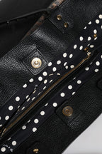 Brown Leopard BEATRICE Leather Logo Plaque Tote Bag