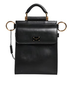 Black Calfskin Leather Logo Plaque Mini Bag