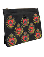 Black Red Nylon Sacred Heart Clutch Pouch Bag