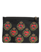 Black Red Nylon Sacred Heart Clutch Pouch Bag