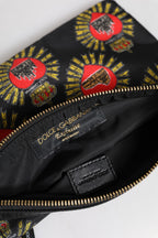 Black Red Nylon Sacred Heart Clutch Pouch Bag