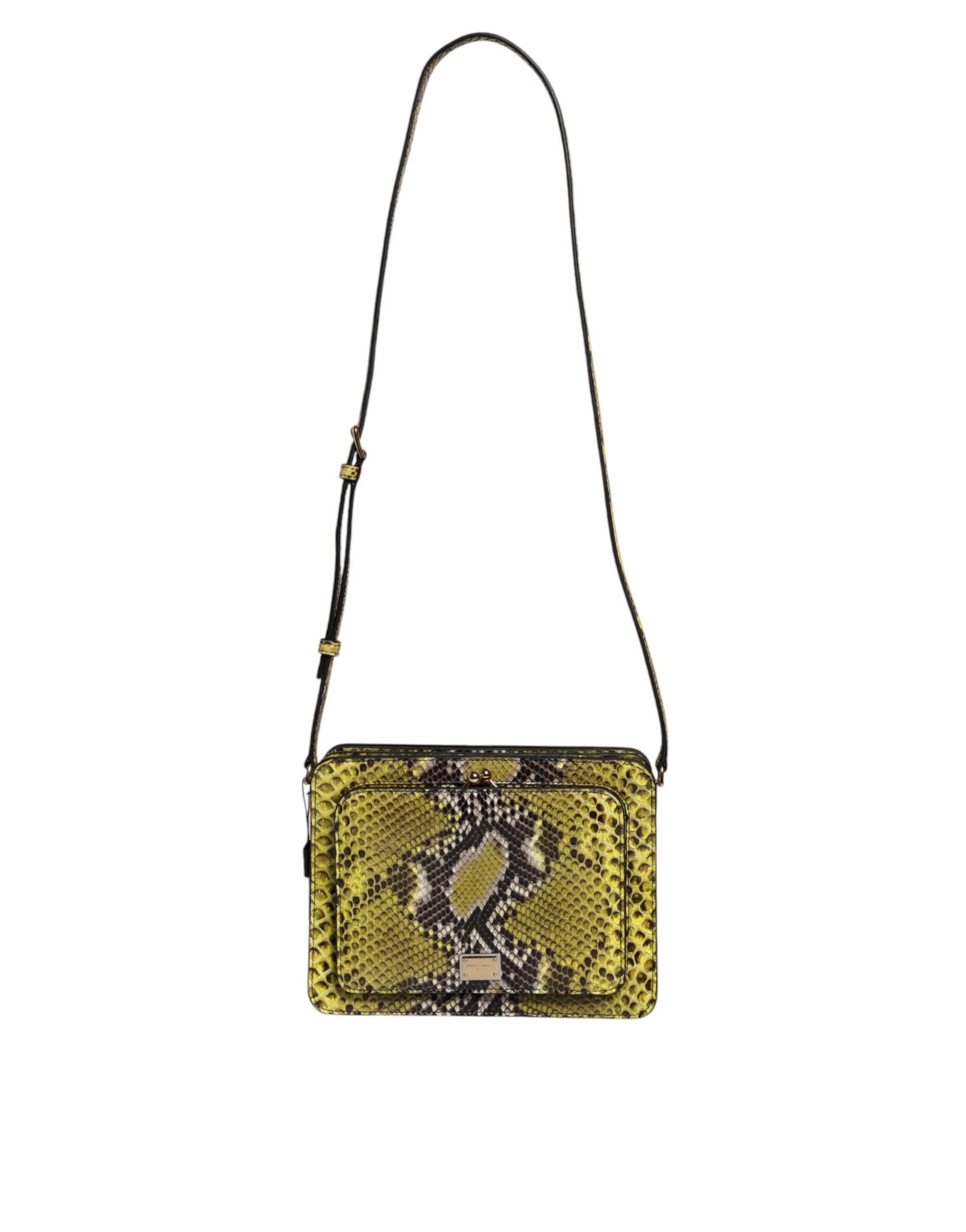 Green Exotic Leather DG Plaque Crossbody Clutch Bag