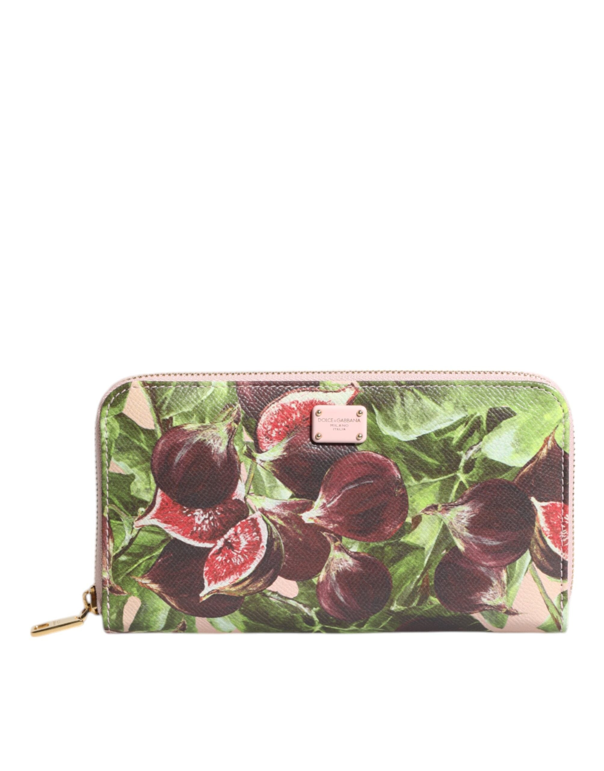 Multicolor Fig Fruit Dauphine Leather Zip Around Continental Wallet